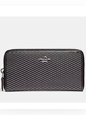 COACH F13677 🖤🩶BLACK & GRAY🩶🖤 LEGACY JACQUARD ACCORDION ZIP WALLET 🌟NWT🌟